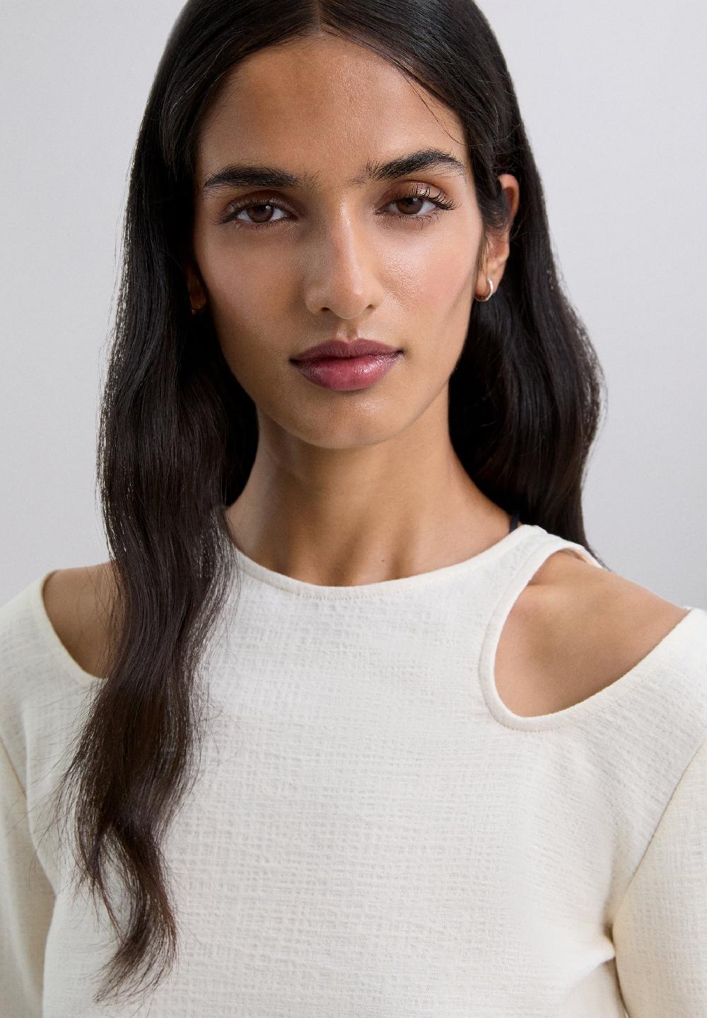 Scalpers ASYMMETRIC LONG SLEEVE T-SHIRT ECRU