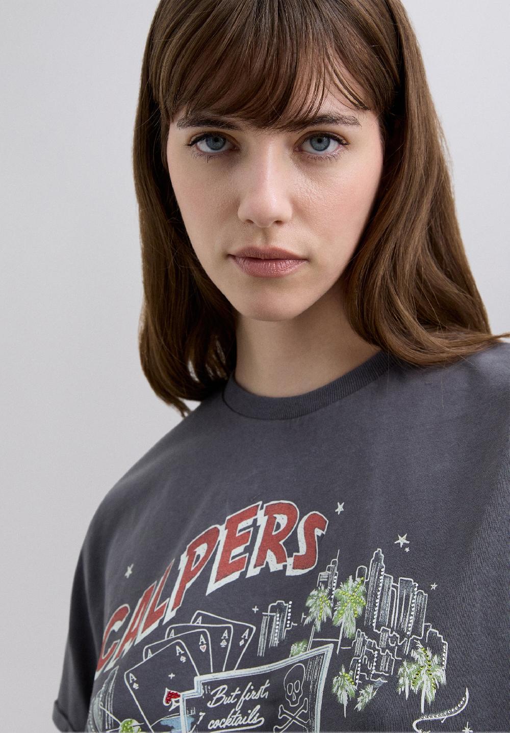 Scalpers ASYMMETRIC PRINT T-SHIRT GREY