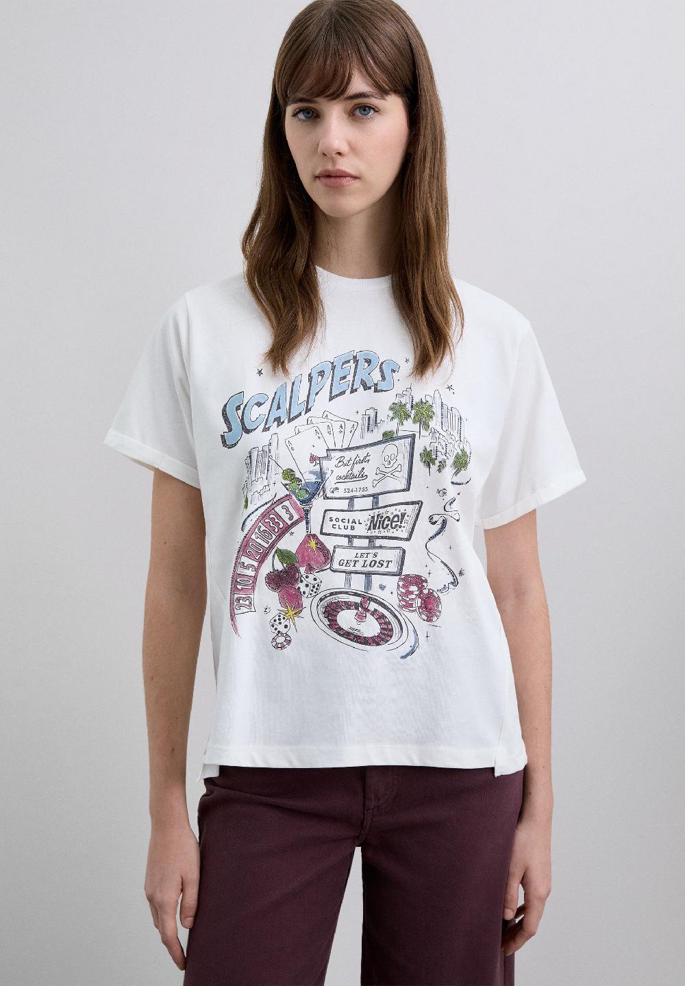 Scalpers ASYMMETRIC PRINT T-SHIRT OFF WHITE
