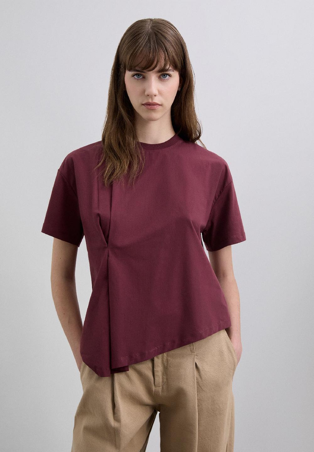 Scalpers ASYMMETRIC ROUND NECK T-SHIRT TERRACOTA