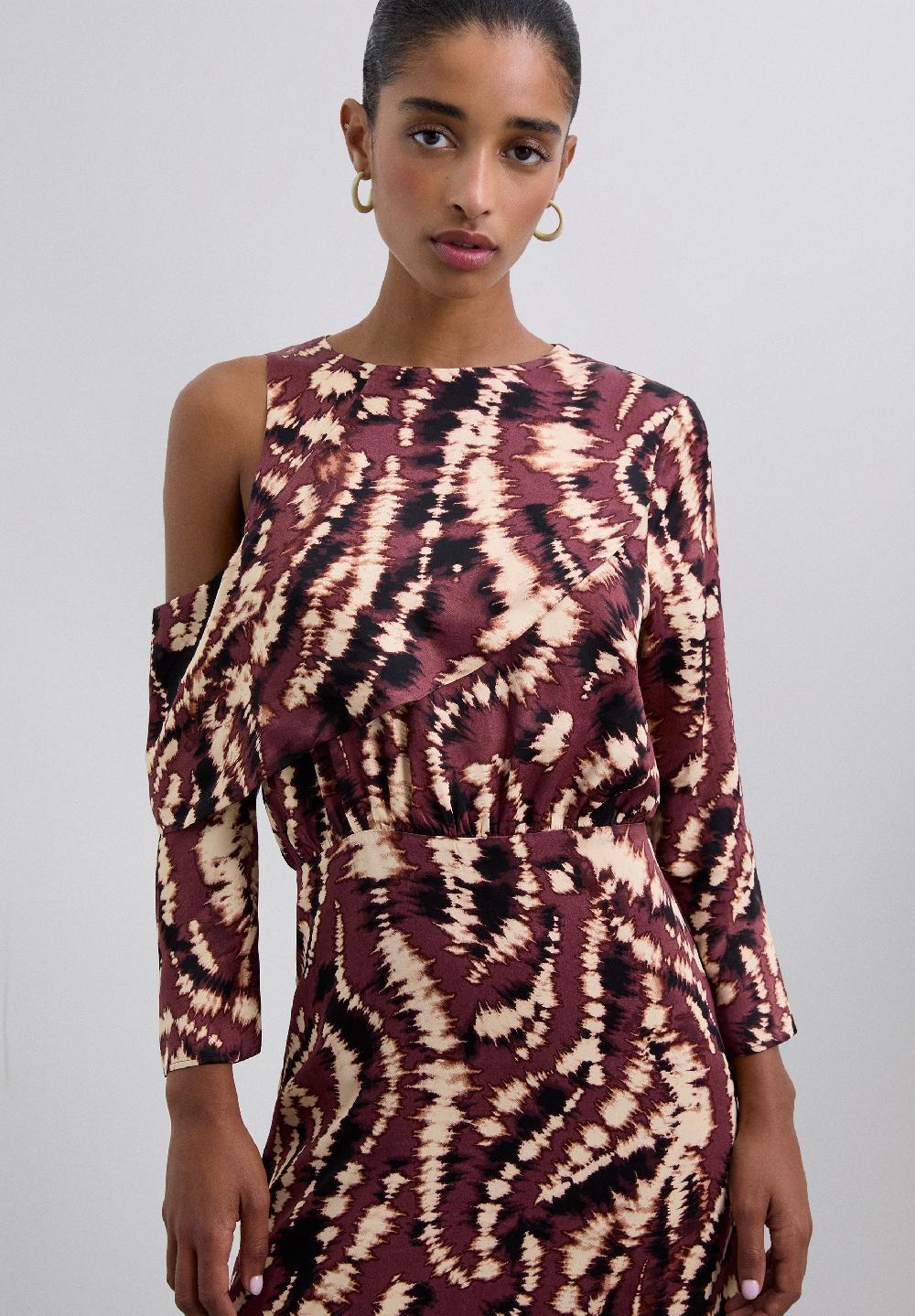 Scalpers ASYMMETRIC TIE-DYE DRESS BURGUNDY