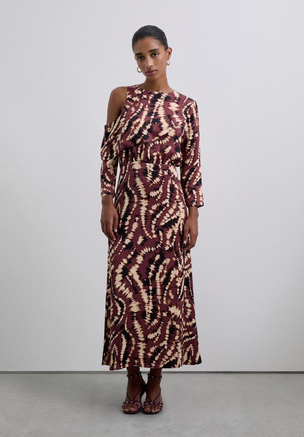 Scalpers ASYMMETRIC TIE-DYE DRESS BURGUNDY