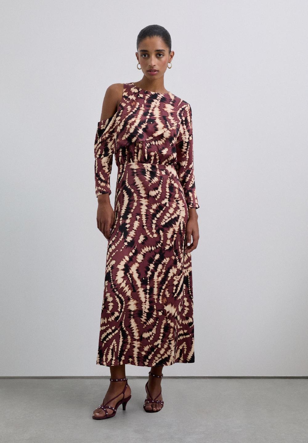 scalpers ASYMMETRIC TIE-DYE DRESS BURGUNDY