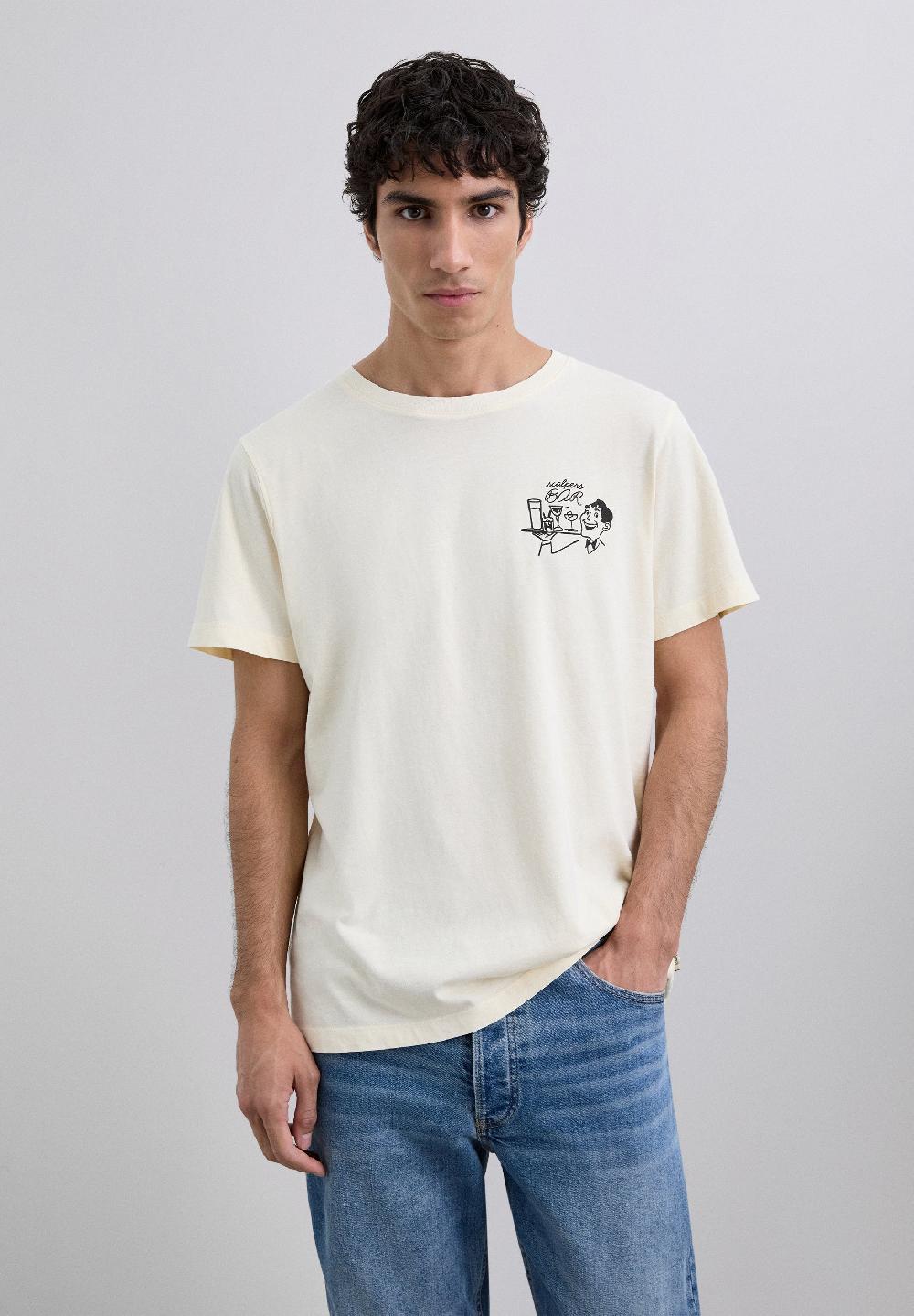 Scalpers BAR PRINT T-SHIRT CREAM