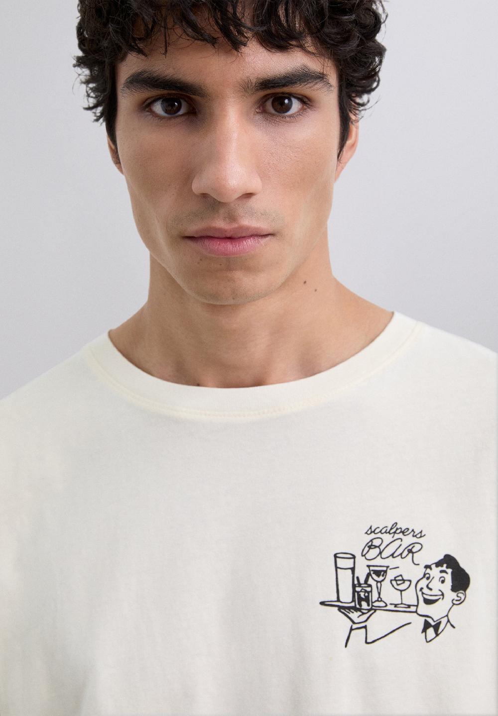 Scalpers BAR PRINT T-SHIRT CREAM