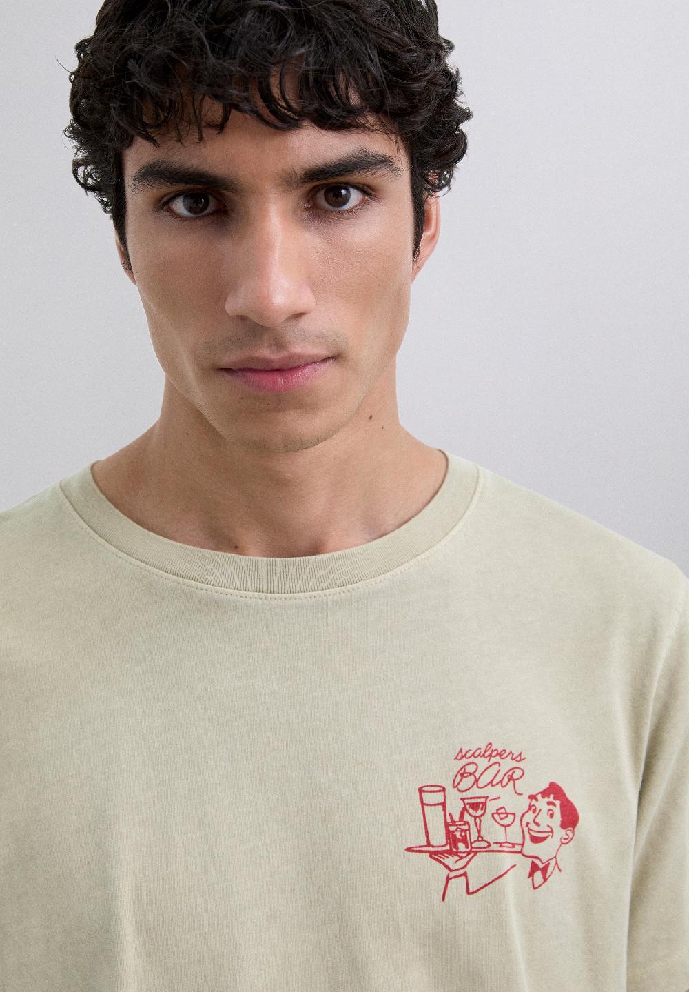 Scalpers BAR PRINT T-SHIRT TAUPE