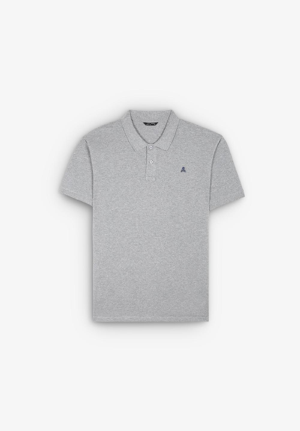 scalpers BASIC COTTON POLO SHIRT GREY MELANGE