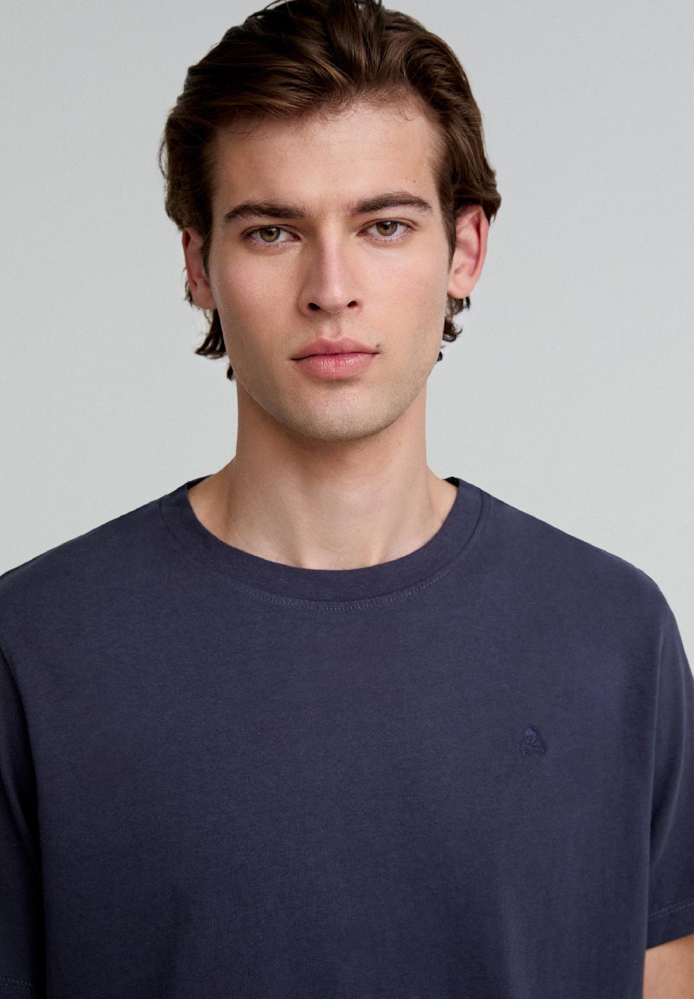 Scalpers BASIC COTTON SKULL T-SHIRT NAVY