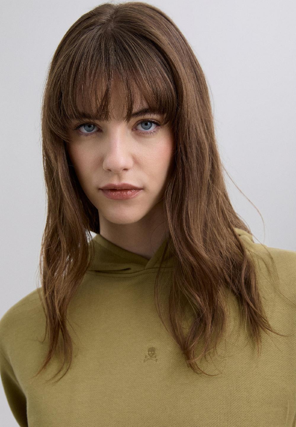 Scalpers BASIC HOODIE WITH SKULL KHAKI