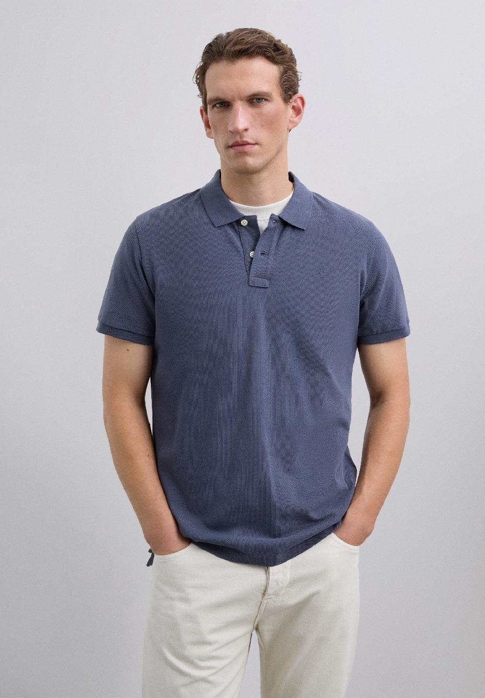 Scalpers BASIC POLO SHIRT WITH SKULL BLUE