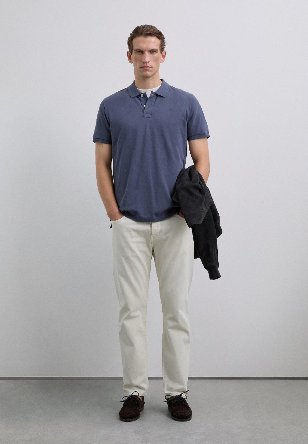 Scalpers BASIC POLO SHIRT WITH SKULL BLUE