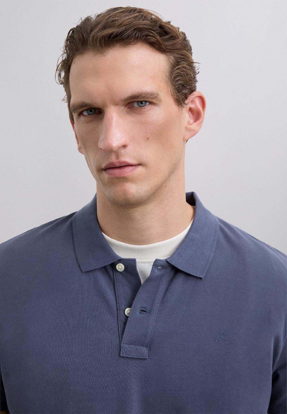 Scalpers BASIC POLO SHIRT WITH SKULL BLUE
