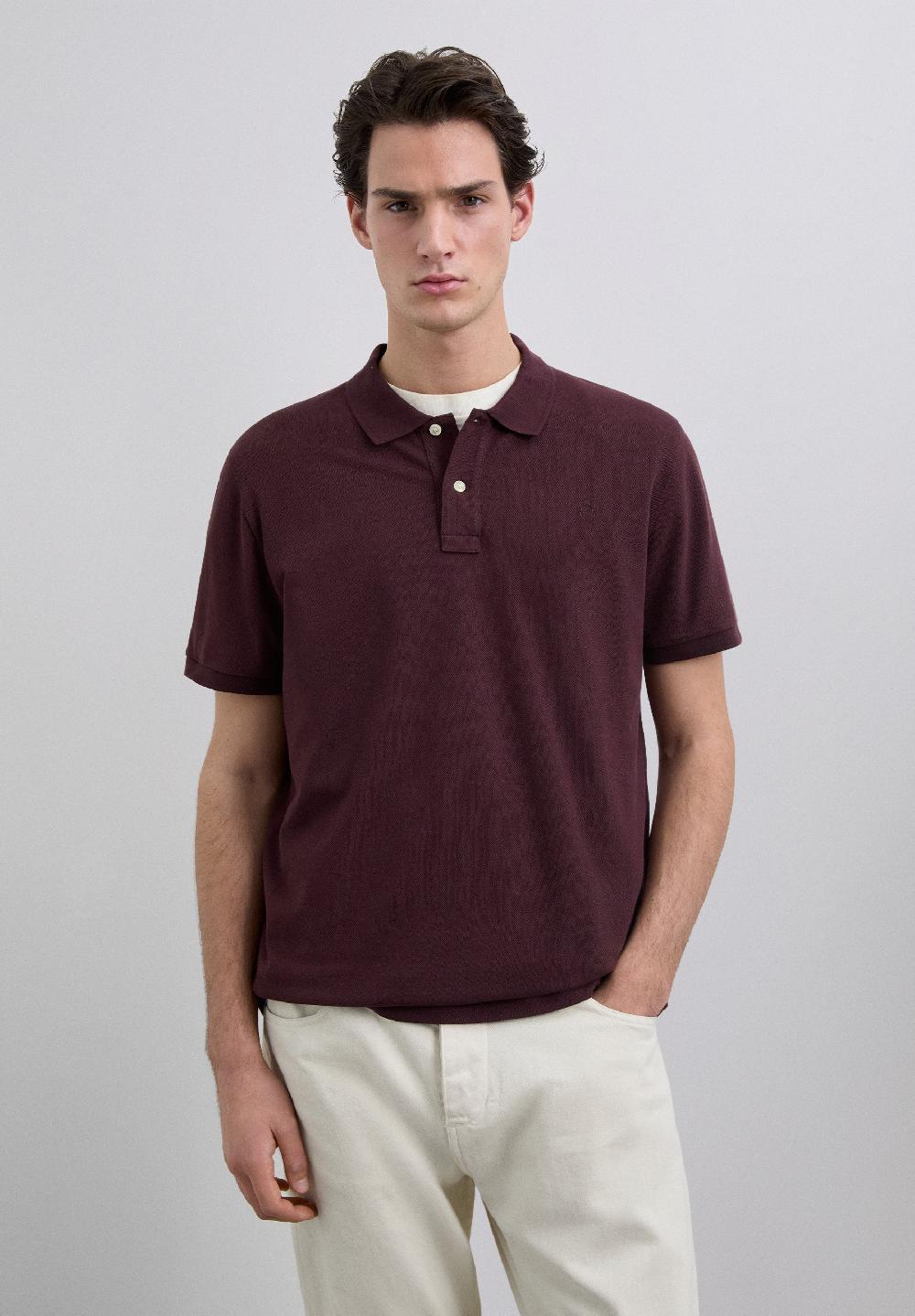 scalpers BASIC POLO SHIRT WITH SKULL BURGUNDY