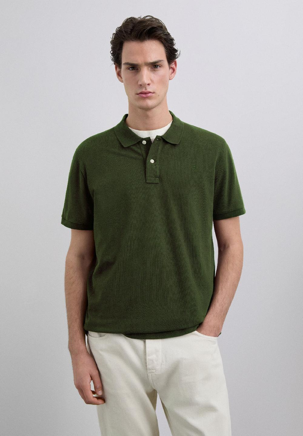 Scalpers BASIC POLO SHIRT WITH SKULL DARK KHAKI