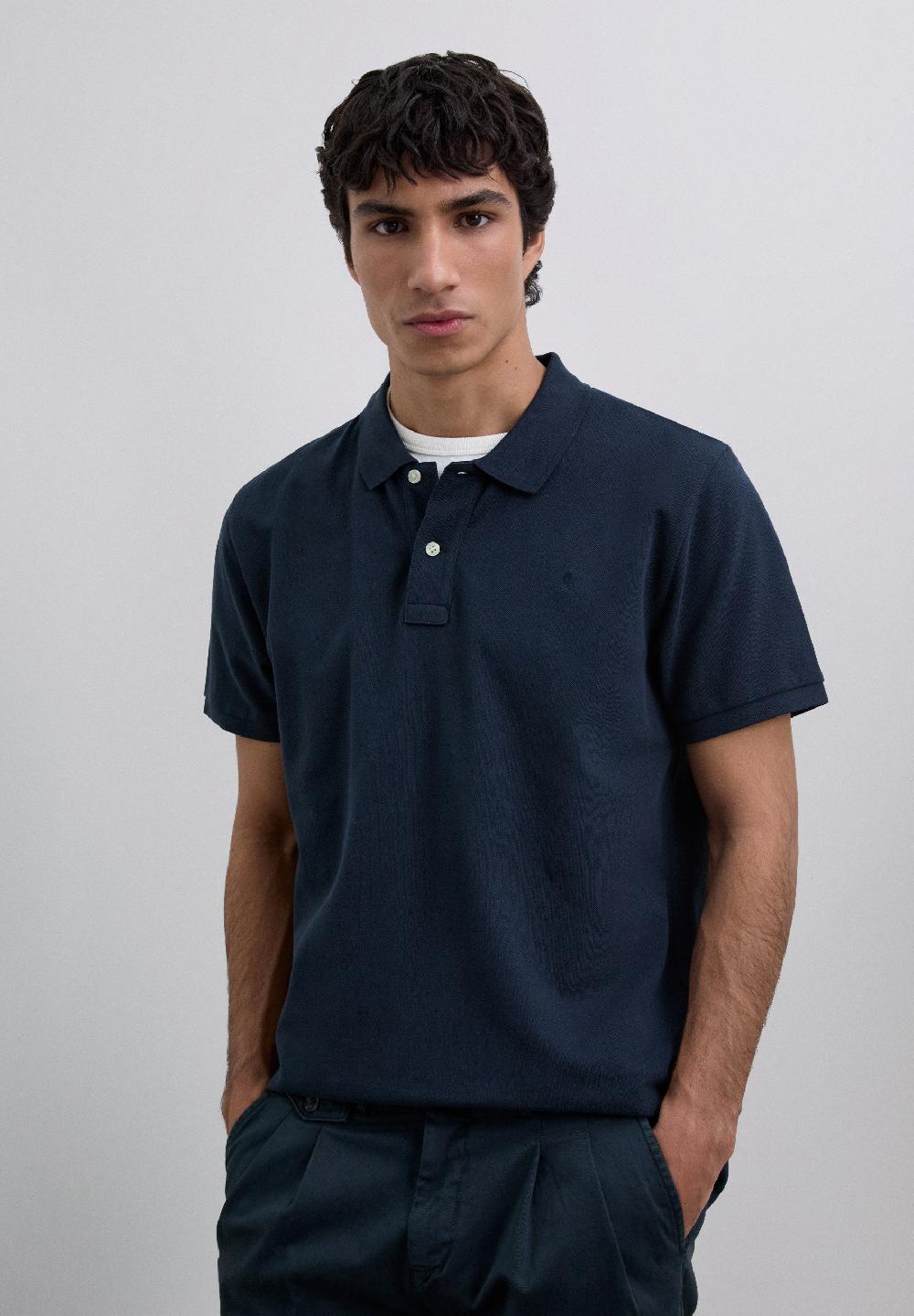 Scalpers BASIC POLO SHIRT WITH SKULL DARK NAVY