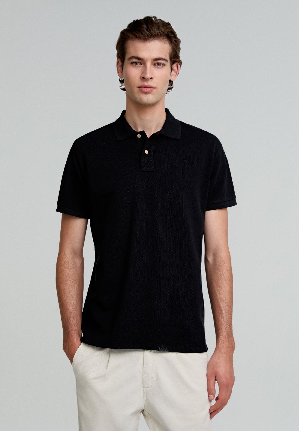 Scalpers BASIC POLO SHIRT WITH SKULL DETAIL BLACK