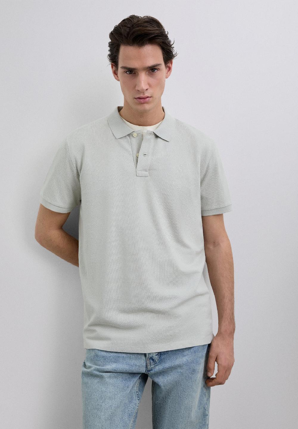 Scalpers BASIC POLO SHIRT WITH SKULL GREY