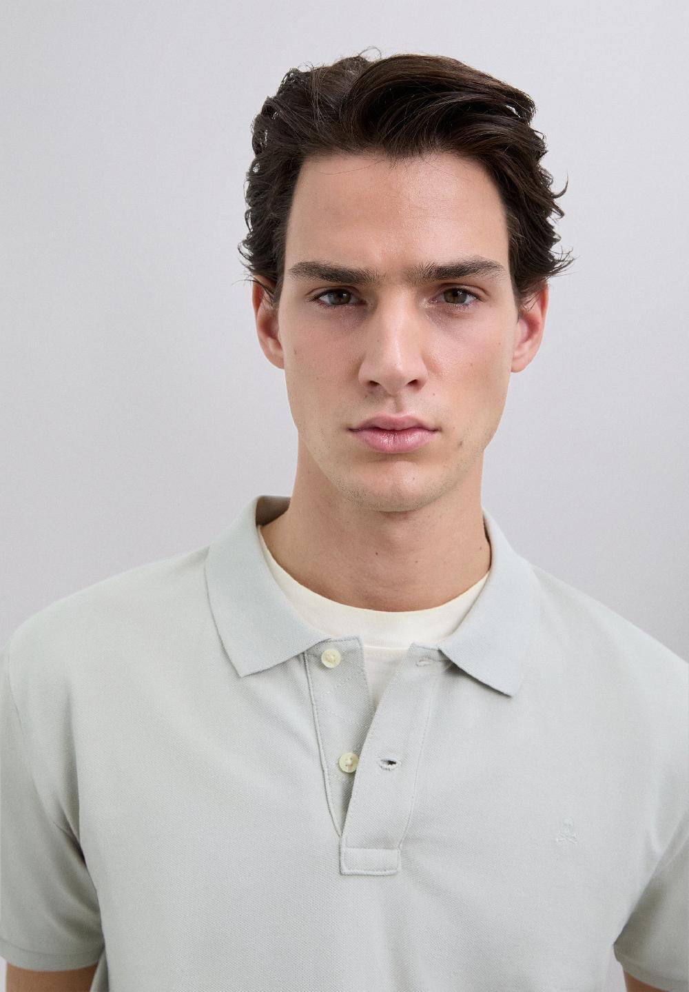 Scalpers BASIC POLO SHIRT WITH SKULL GREY