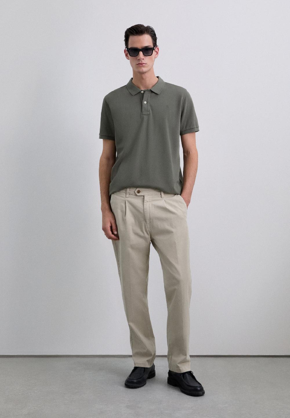 Scalpers BASIC POLO SHIRT WITH SKULL KHAKI