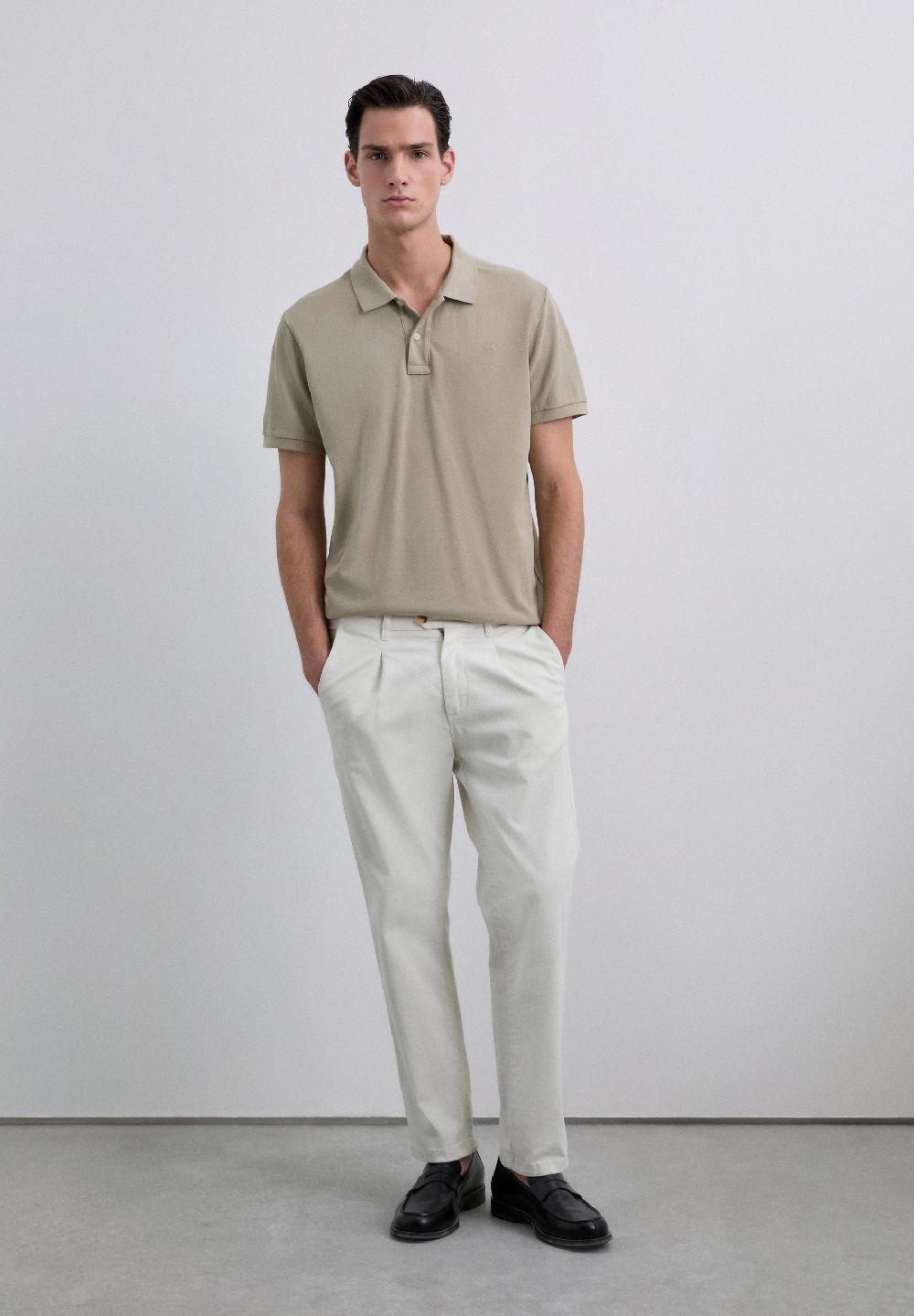 Scalpers BASIC POLO SHIRT WITH SKULL TAUPE