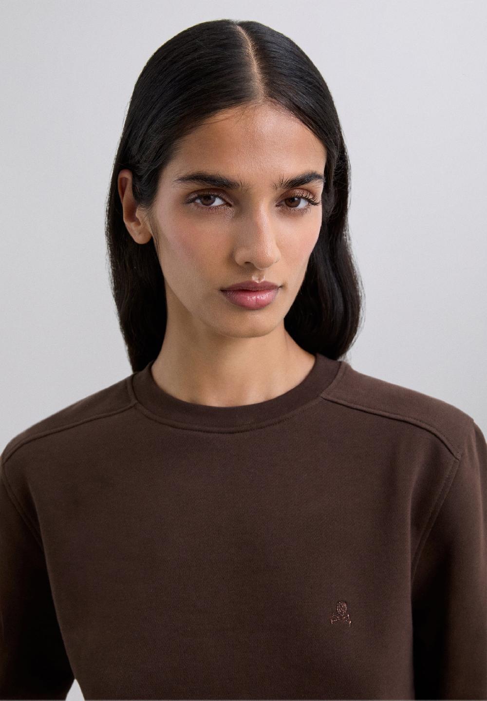 Scalpers BASIC SKULL SWEATSHIRT DARK BROWN