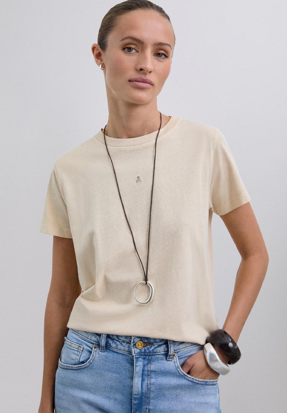 Scalpers BASIC SKULL T-SHIRT BEIGE