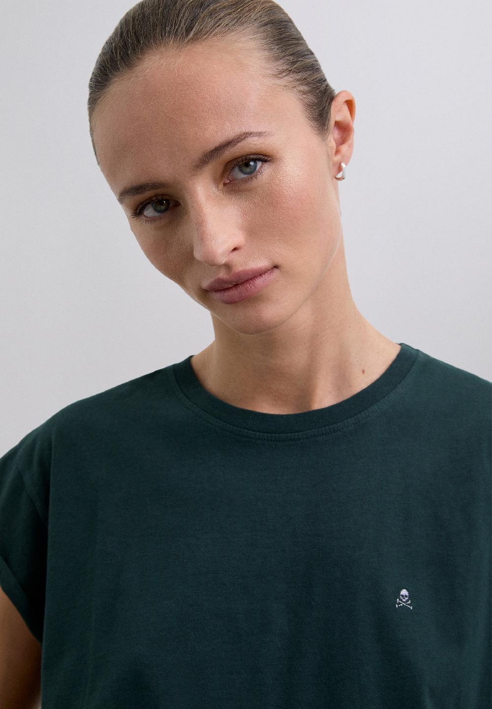 Scalpers BASIC SKULL T-SHIRT DARK GREEN