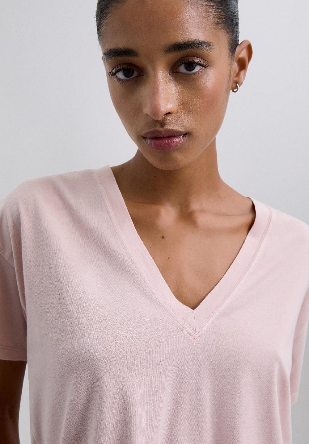 Scalpers BASIC V-NECK T-SHIRT PALE PINK