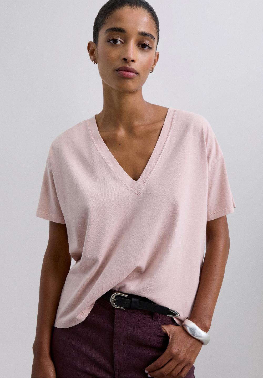 scalpers BASIC V-NECK T-SHIRT PALE PINK