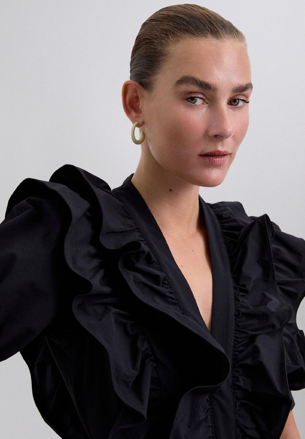 Scalpers BLACK JUMPSUIT WITH RUFFLES BLACK