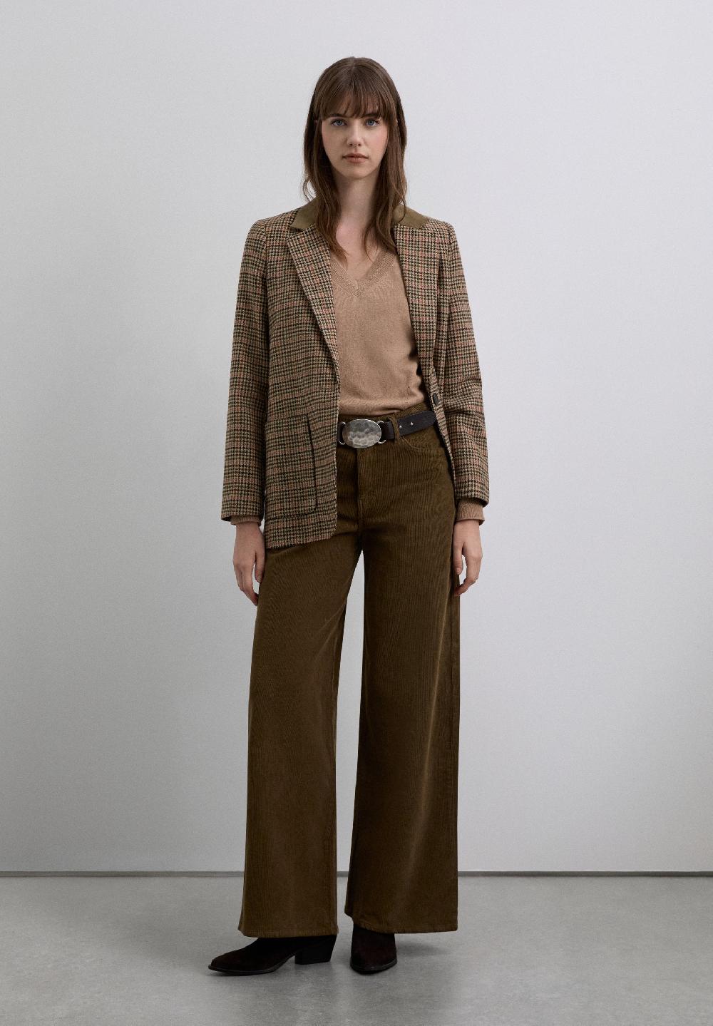 Scalpers BLAZER WITH CONTRAST DETAILS CAMEL CHECK