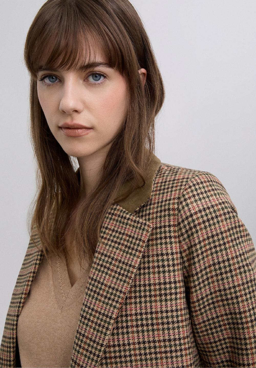 Scalpers BLAZER WITH CONTRAST DETAILS CAMEL CHECK