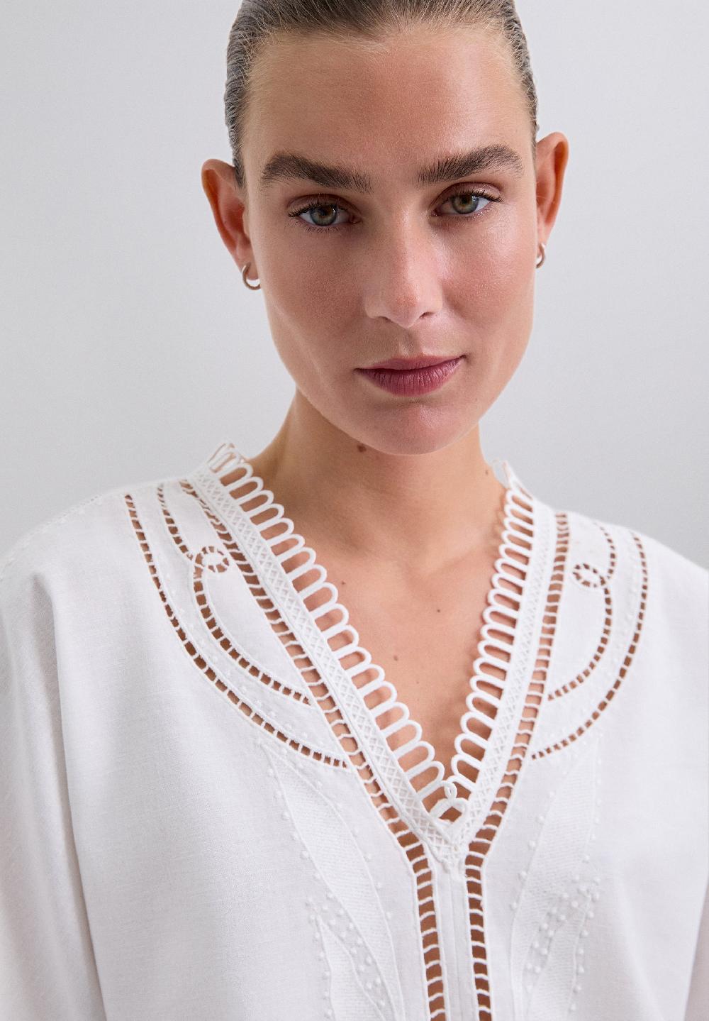 Scalpers BLOUSE WITH LACE DETAILS WHITE