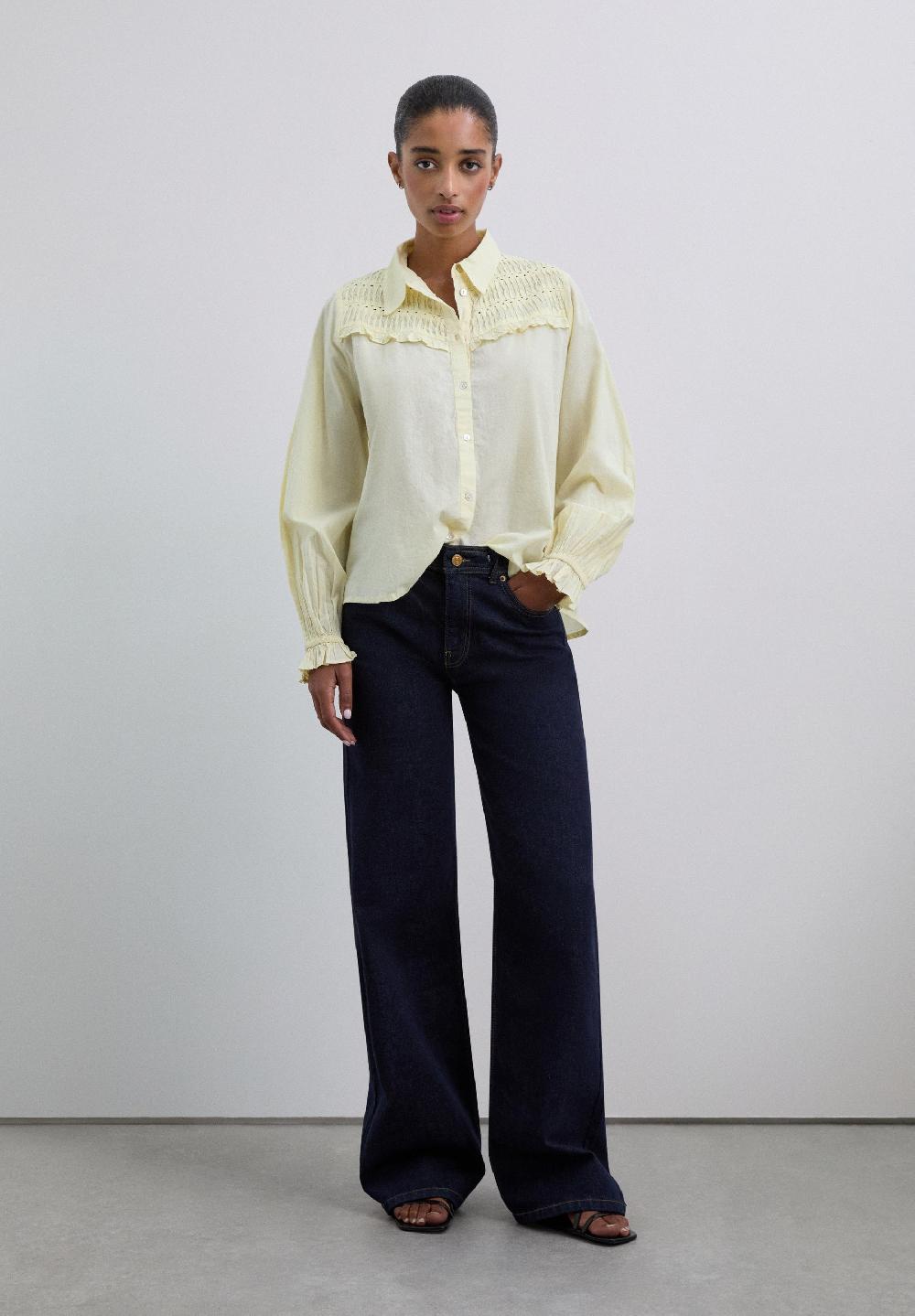 Scalpers BLOUSE WITH YOKE DETAIL LIGHT YELLOW