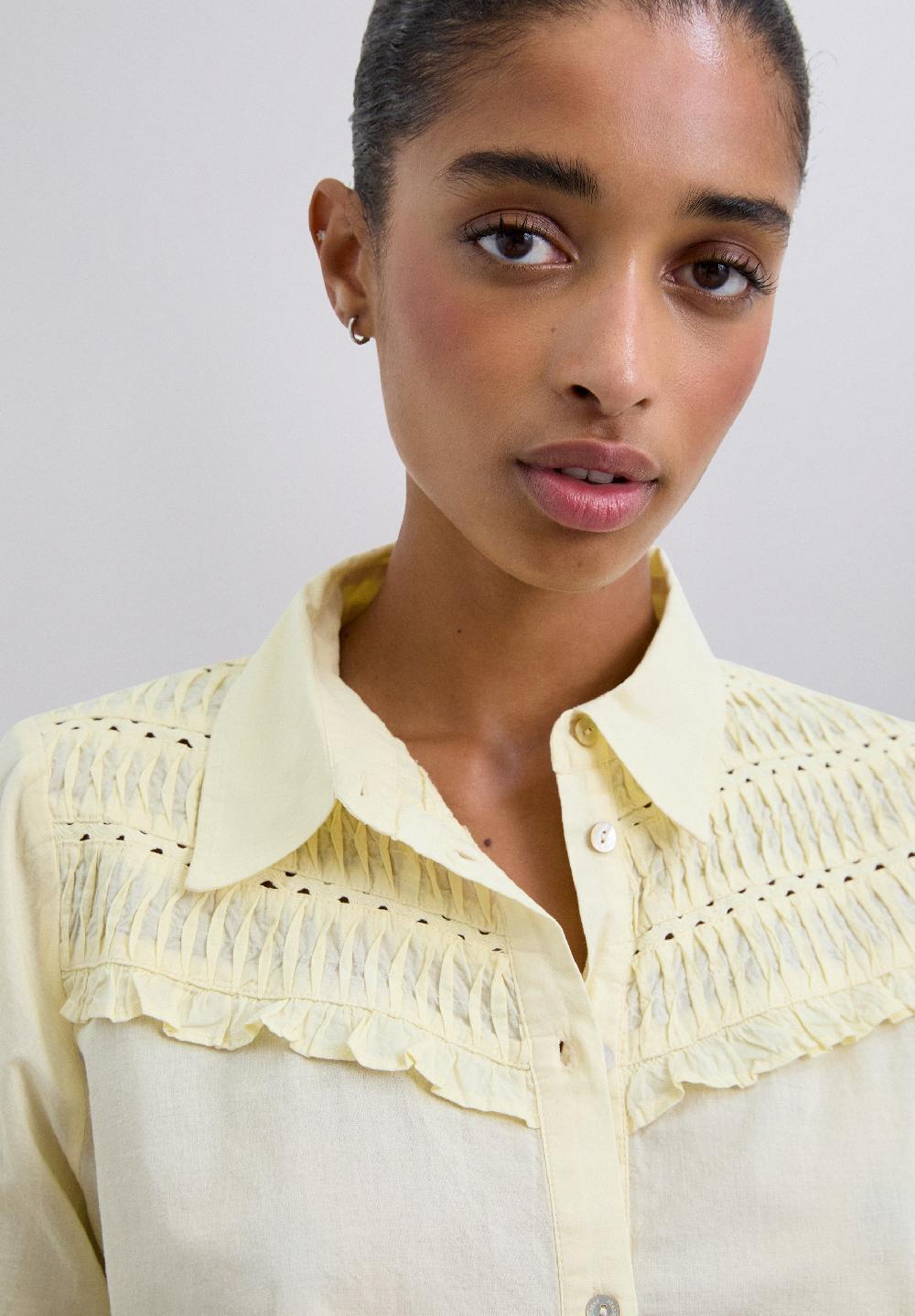 Scalpers BLOUSE WITH YOKE DETAIL LIGHT YELLOW