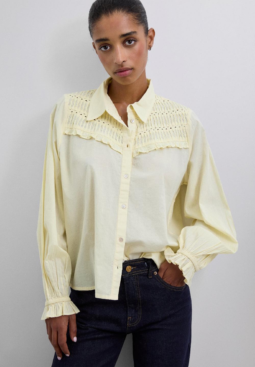 scalpers BLOUSE WITH YOKE DETAIL LIGHT YELLOW