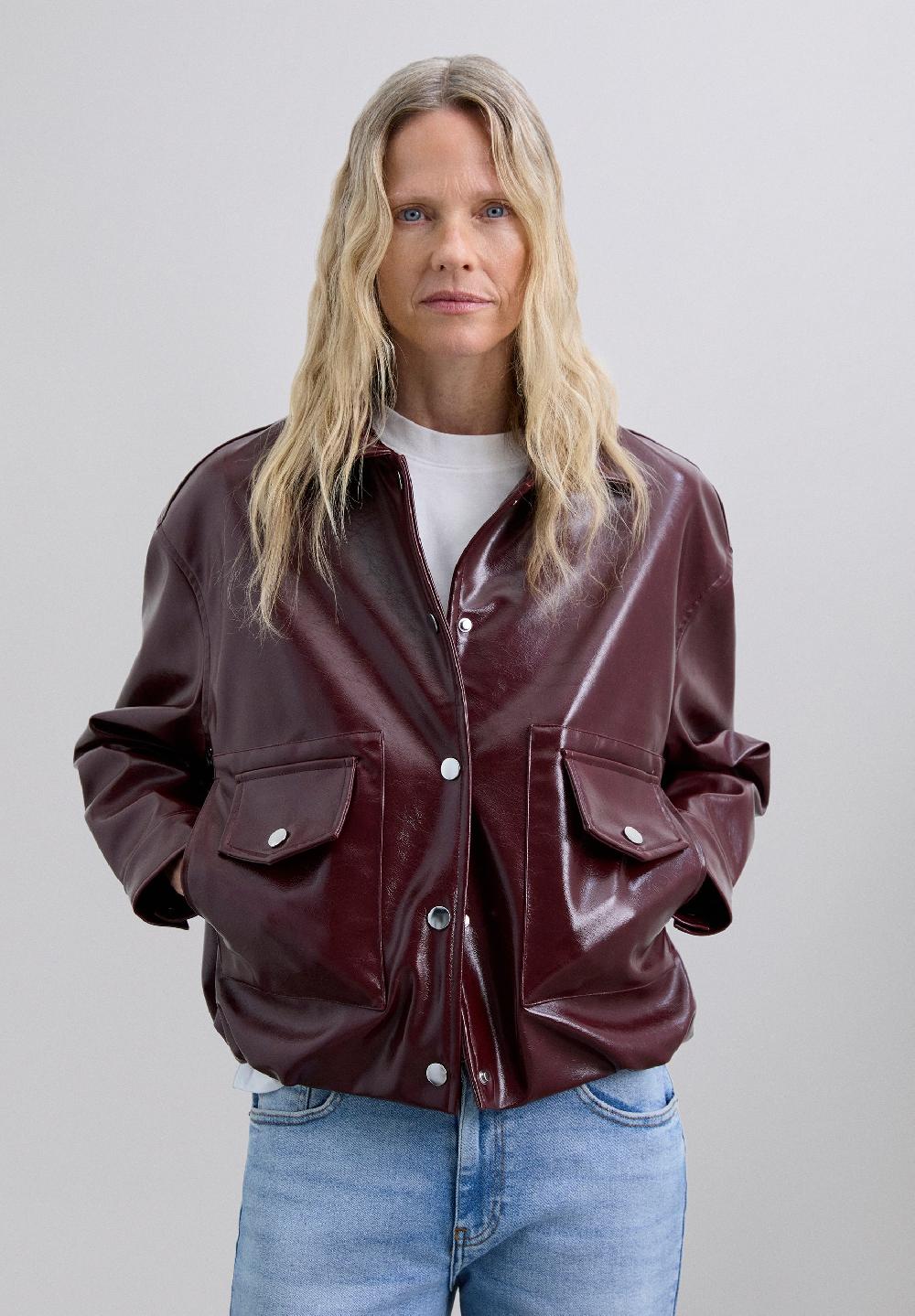 Scalpers BOMBER JACKET WITH POCKETS BURGUNDY
