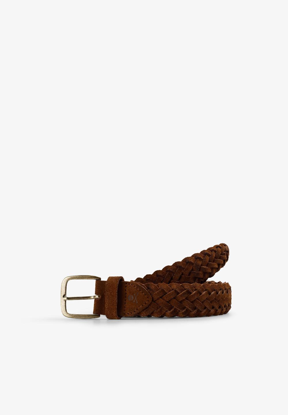 Scalpers BRAIDED SUEDE BELT BROWN