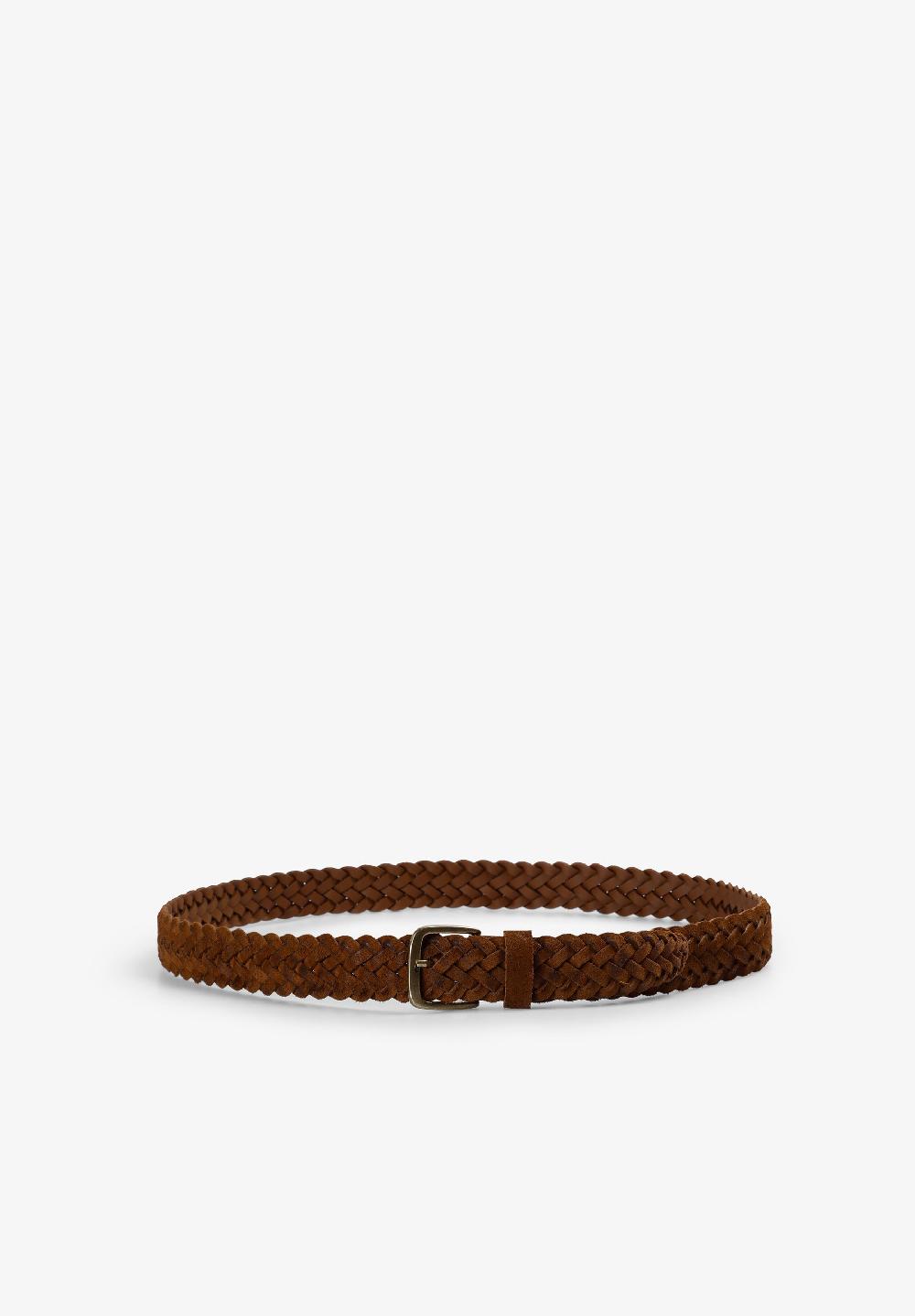 Scalpers BRAIDED SUEDE BELT BROWN
