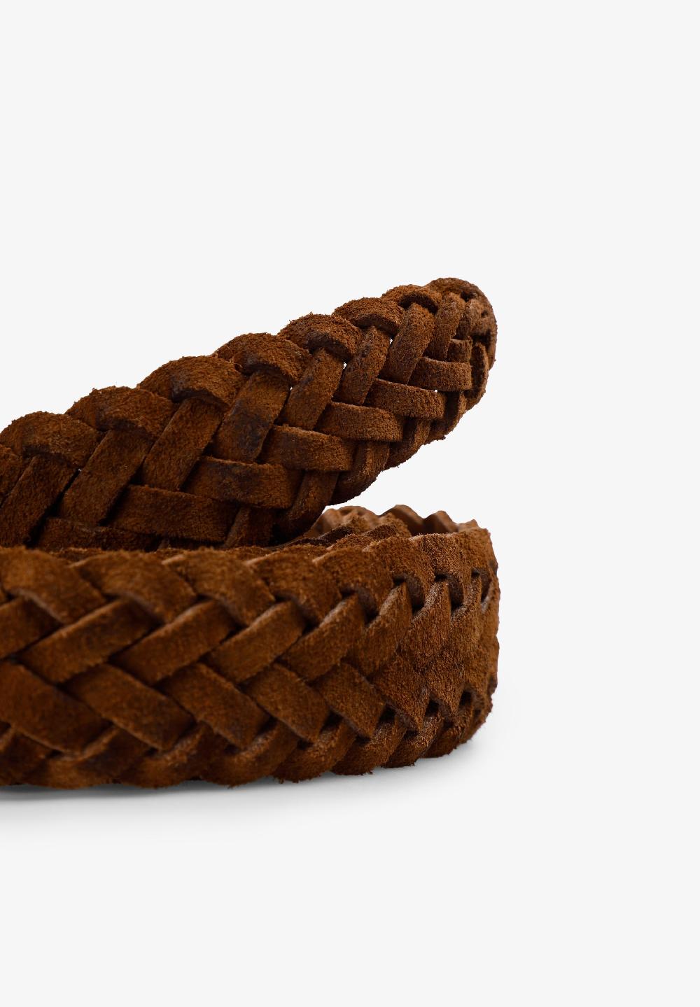 Scalpers BRAIDED SUEDE BELT BROWN