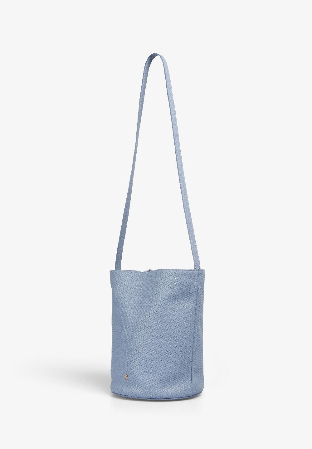 Scalpers BUCKET BAG IN 100% BRAIDED LEATHER BLUE