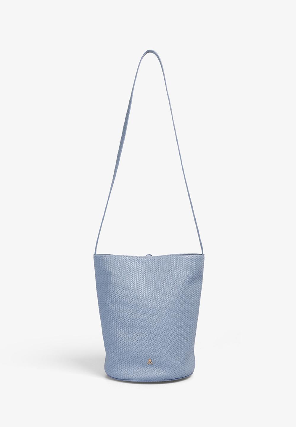 scalpers BUCKET BAG IN 100% BRAIDED LEATHER BLUE