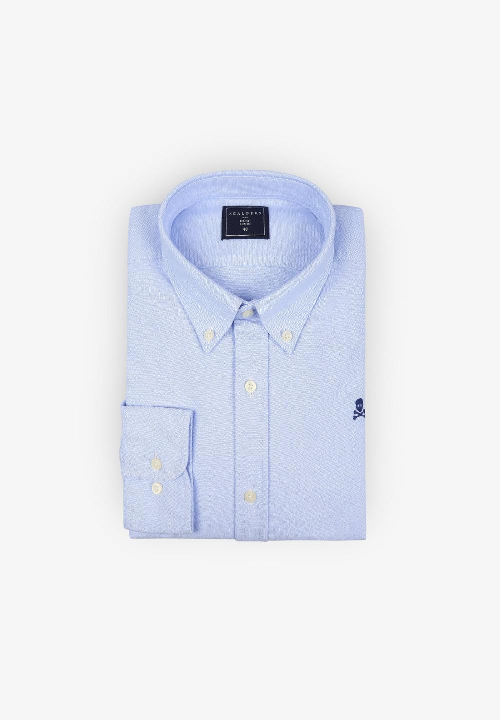 Scalpers CAMISA OXFORD CALAVERA CONTRASTE SKYBLUE