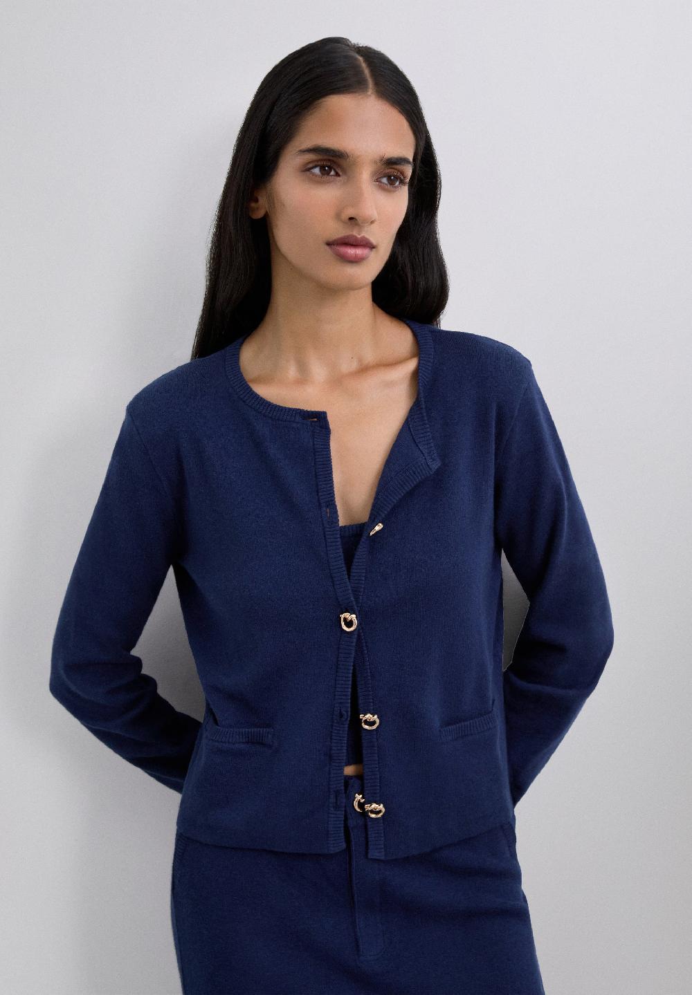 Scalpers CARDIGAN WITH GOLD BUTTONS NAVY