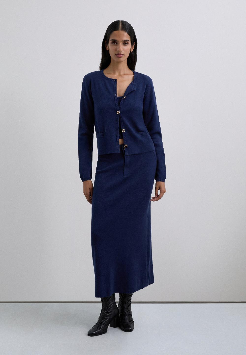 Scalpers CARDIGAN WITH GOLD BUTTONS NAVY