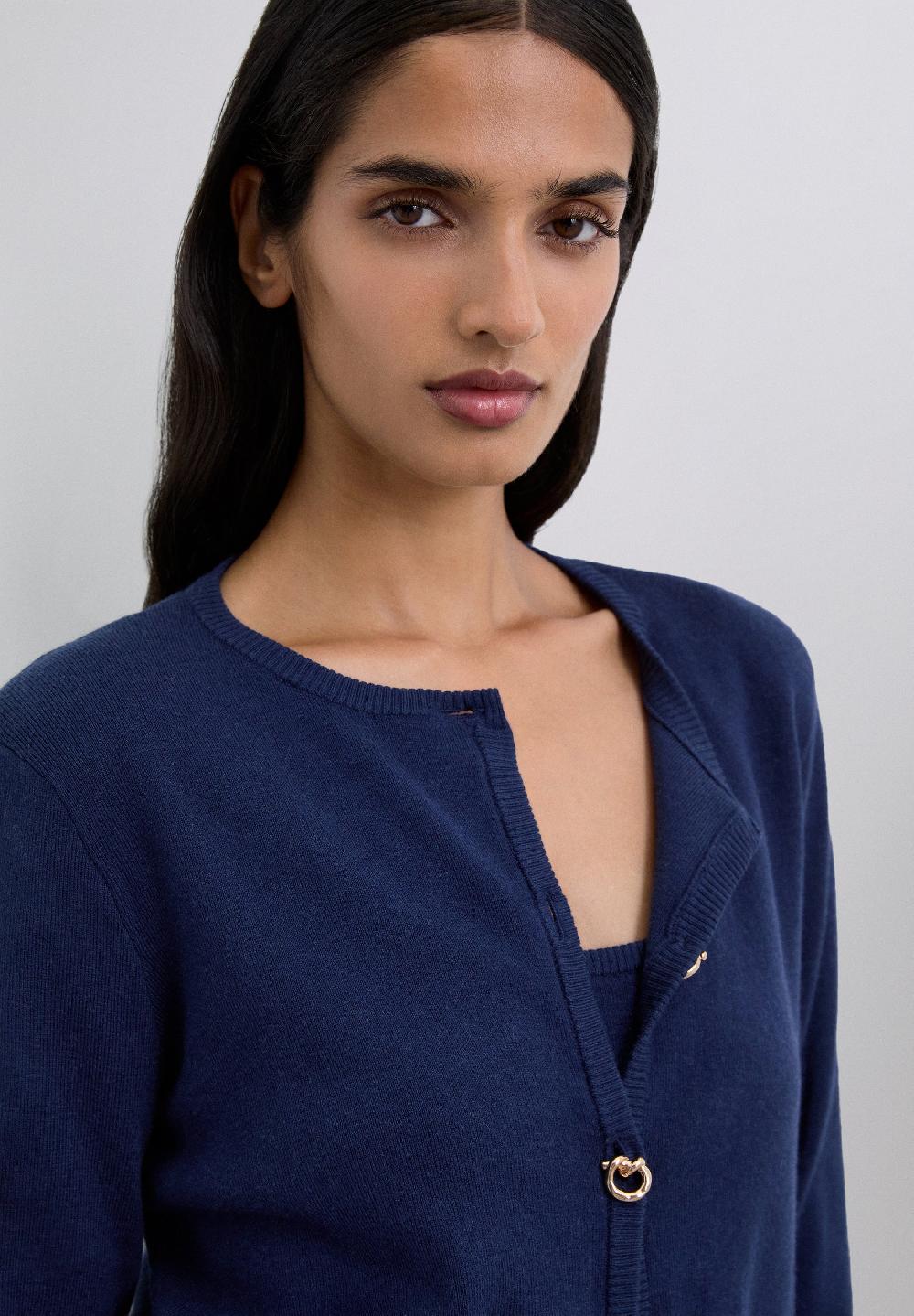 Scalpers CARDIGAN WITH GOLD BUTTONS NAVY