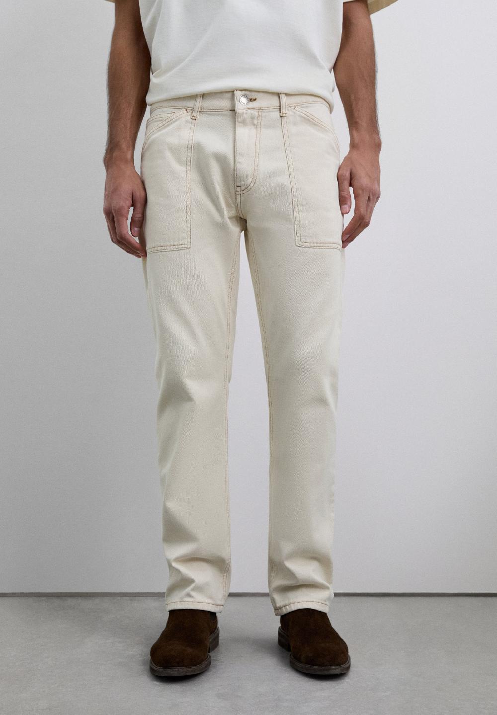 Scalpers CARPENTER CROPPED FIT JEANS ECRU