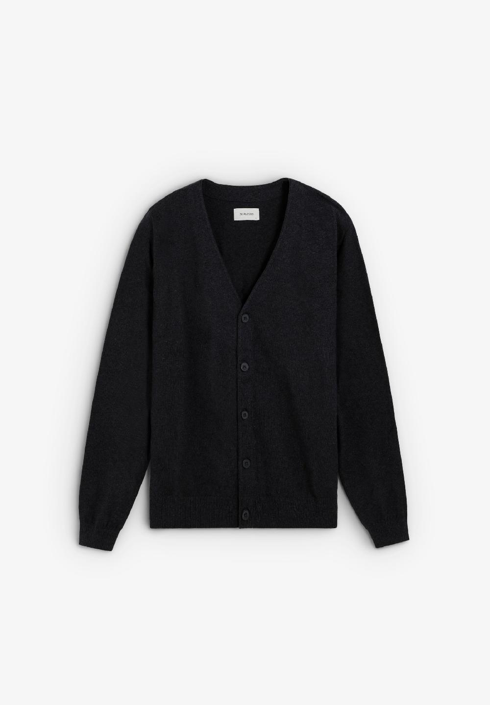 Scalpers CASHMERE AND COTTON CARDIGAN DARK NAVY