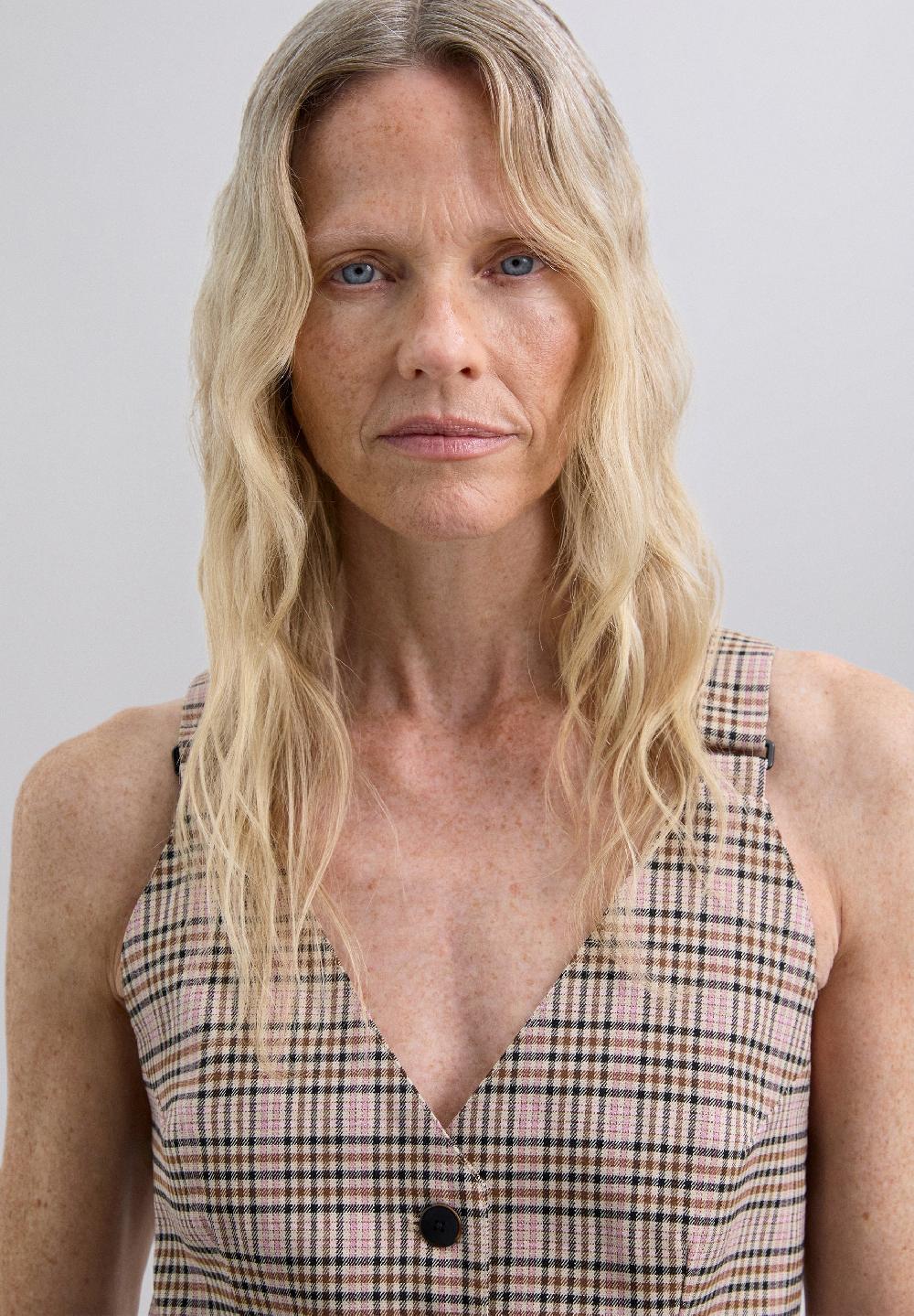 Scalpers CHECK GILET WITH BRACES PINK CHECK