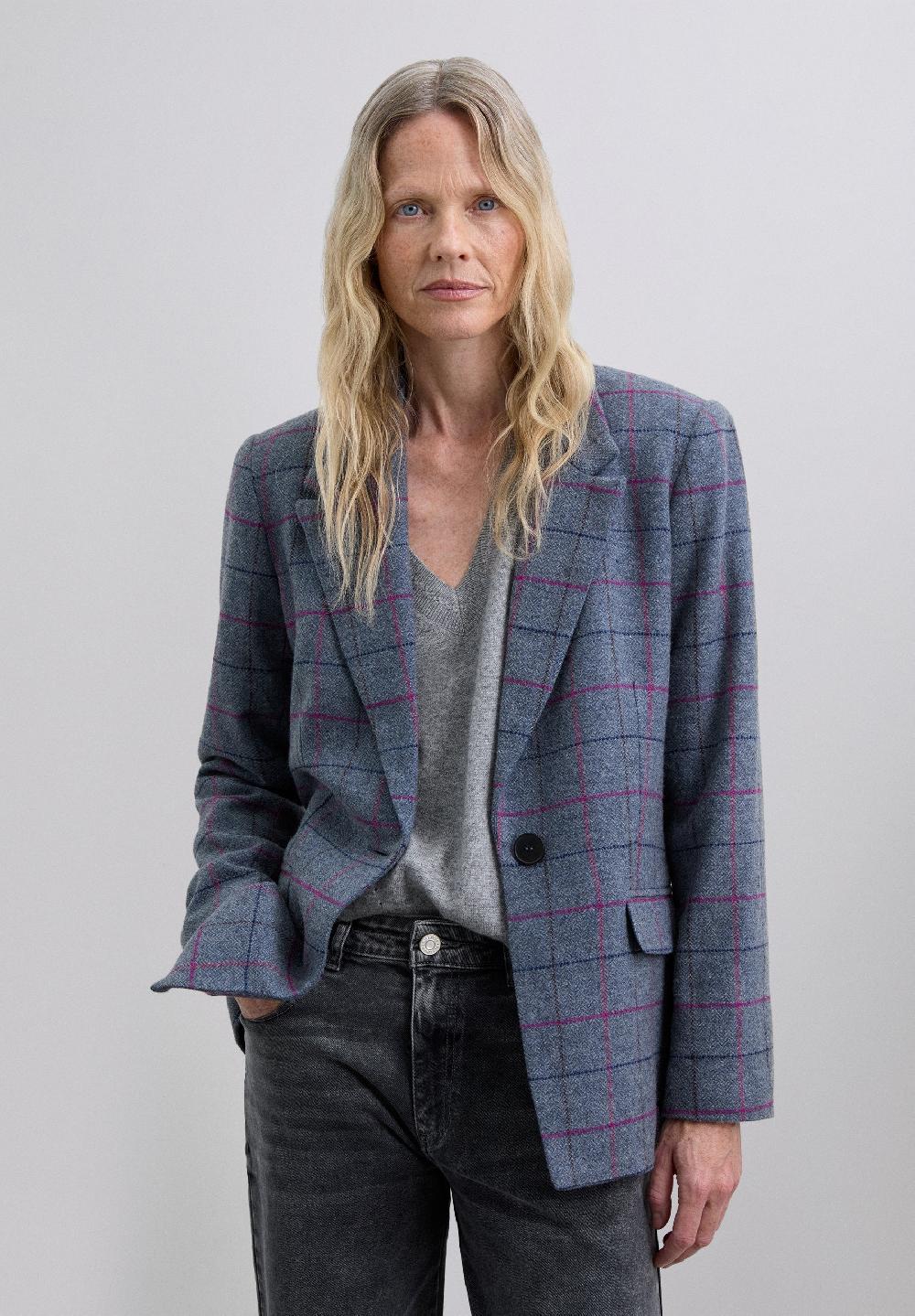 scalpers CHECK WOOL BLAZER BLUE CHECK